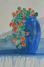 Nasturtiums on Blue